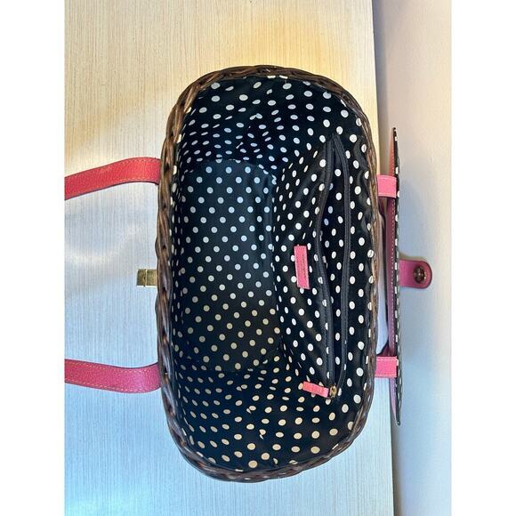Kate Spade Pink Gold Wicker Picnic Basket Purse Mint Condition - Picture 7 of 12